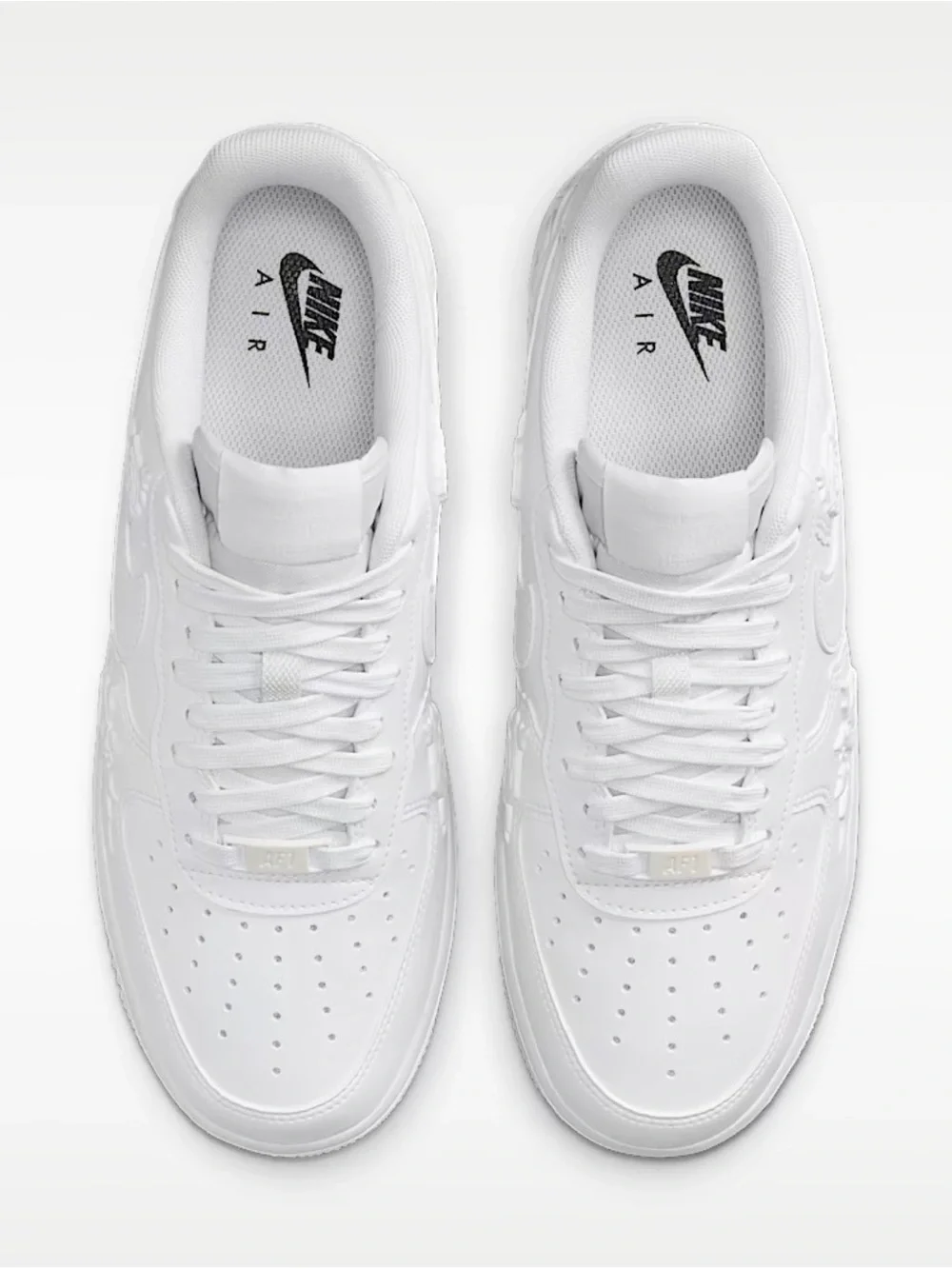Nike Women’s White Embossed Rose Air Force 1 Sneakers